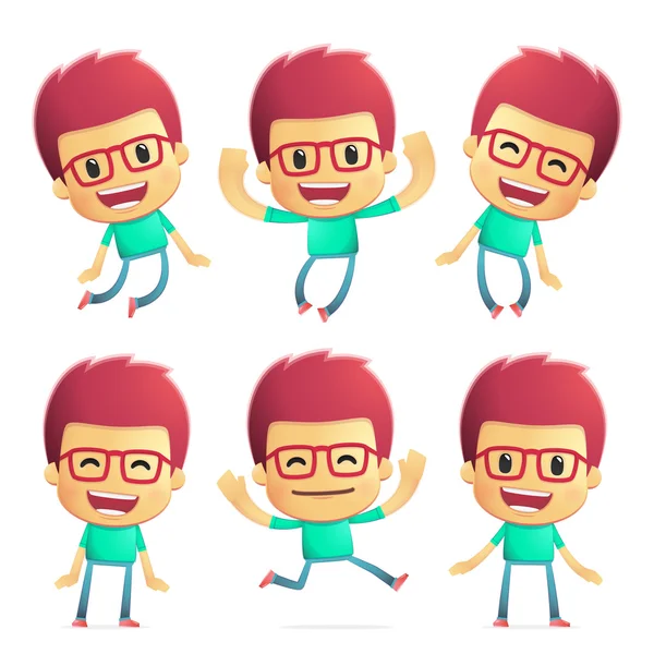 Hombre casual en varias poses — Vector de stock