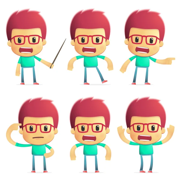 Hombre casual en varias poses — Vector de stock