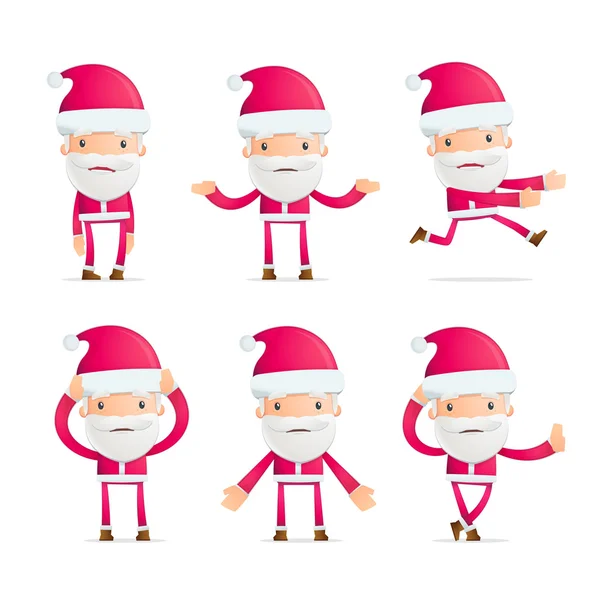 Santa em várias poses — Vetor de Stock