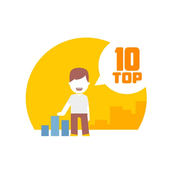 Homme visualisation top 10. concept de design plat — Image vectorielle