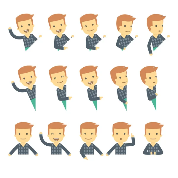 Farklı pozlarda ayarlanmış şehir karakteri. Basit düz tasarım.