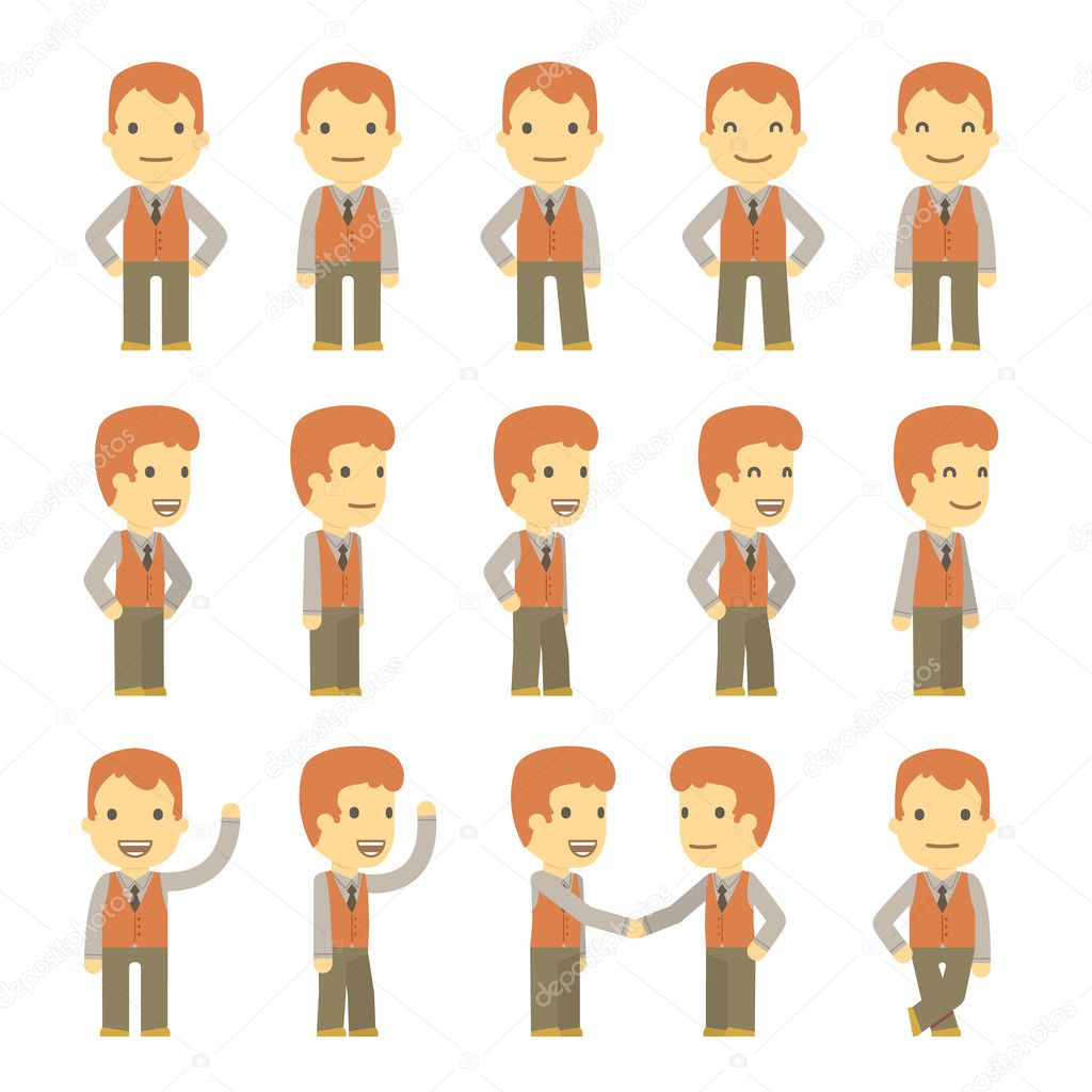 Urban character set in different poses. simple flat design.