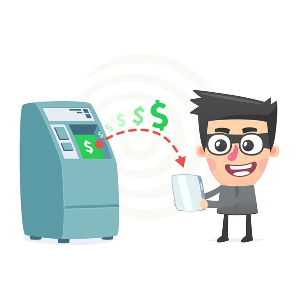 Theft money using modern technology — Stock Vector