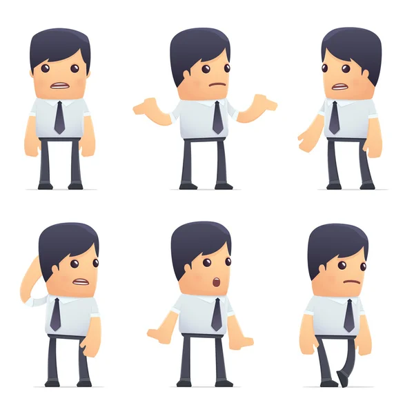 Set of businessman character in different poses — Stock Vector