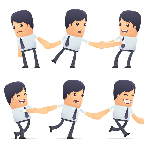 set of businessman character in different poses