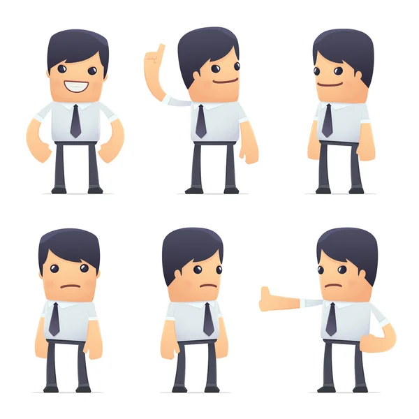 Conjunto de carácter de hombre de negocios en diferentes poses — Vector de stock