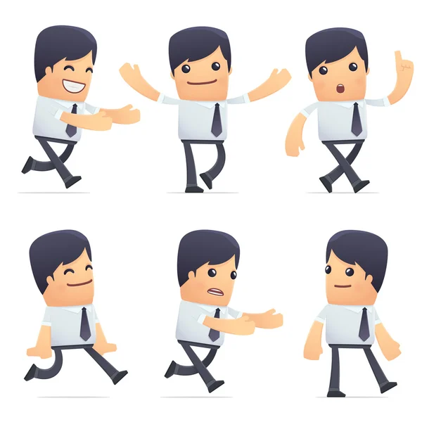 Conjunto de carácter de hombre de negocios en diferentes poses — Vector de stock