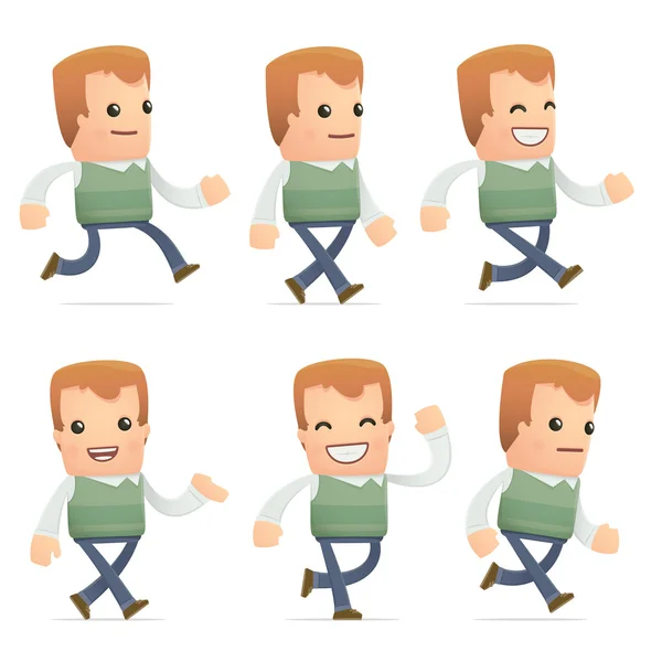 Set of neighbor character in different poses — Stock Vector