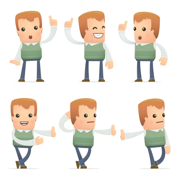 Set of neighbor character in different poses — Stock Vector