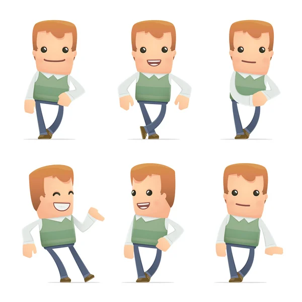 Set of neighbor character in different poses — Stock Vector