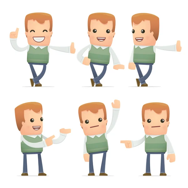 Set of neighbor character in different poses — Stock Vector