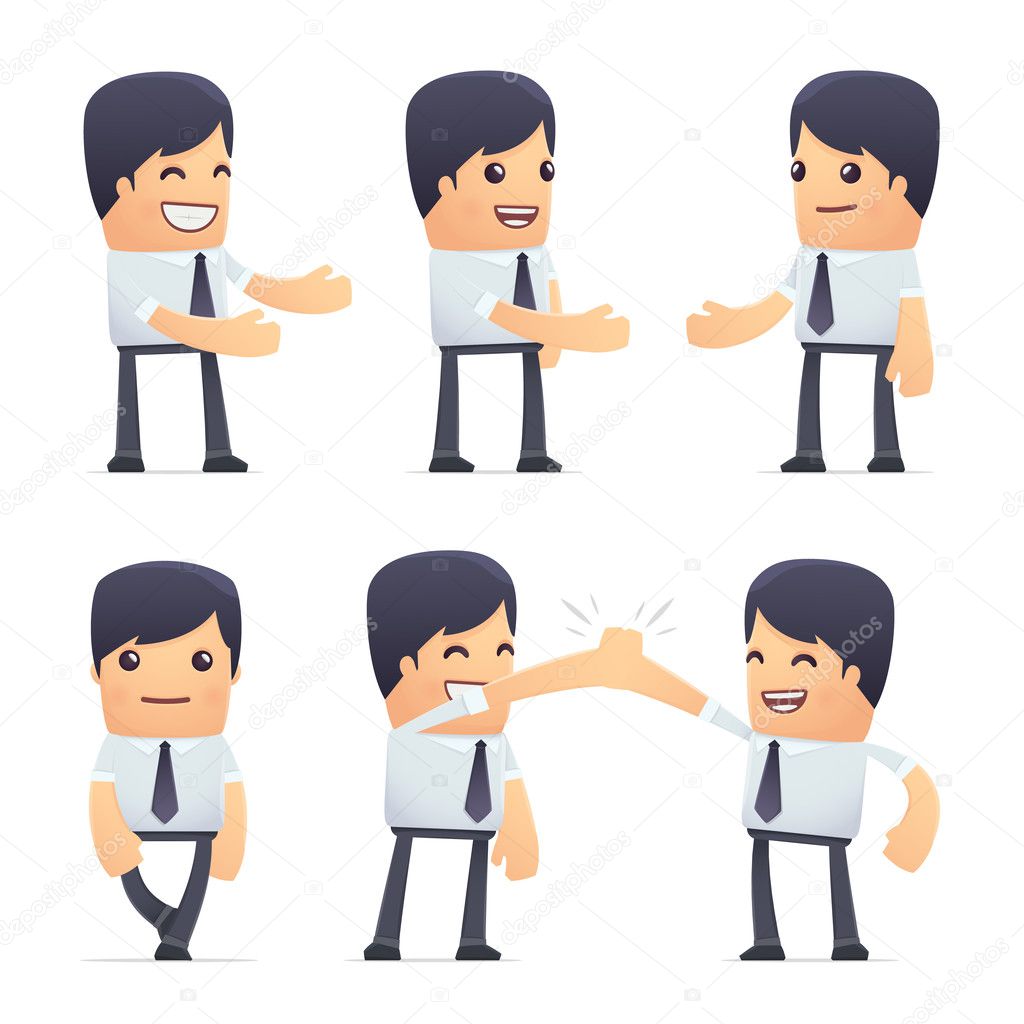 set of businessman character in different poses