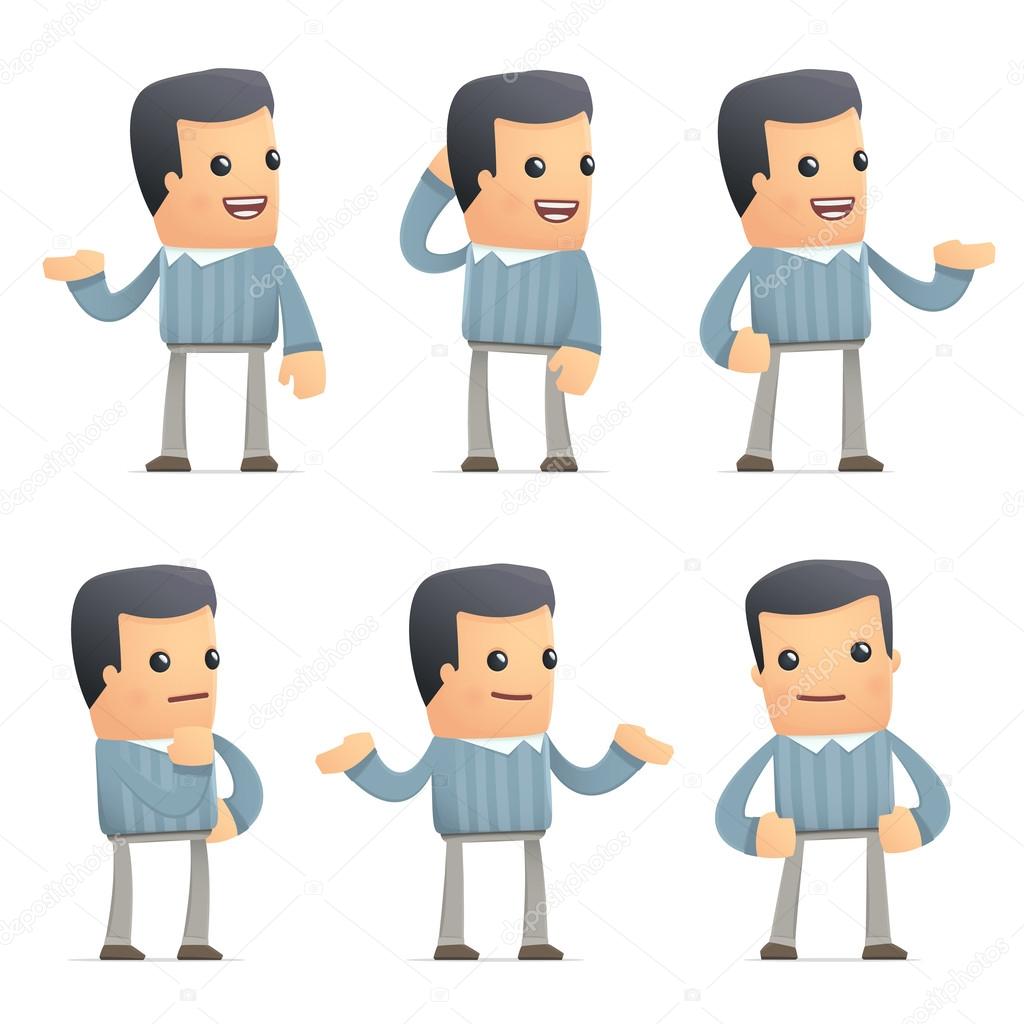 set of customer character in different poses