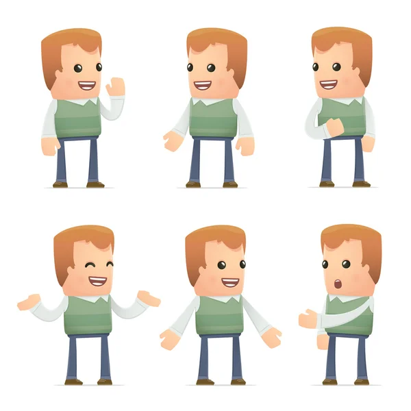 Set of neighbor character in different poses — Stock Vector