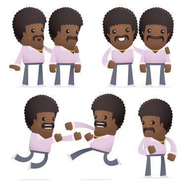 Farklı pozlar disko adam karakter seti