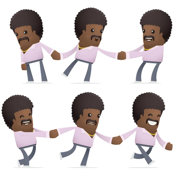 Conjunto de personaje disco hombre en diferentes poses — Vector de stock