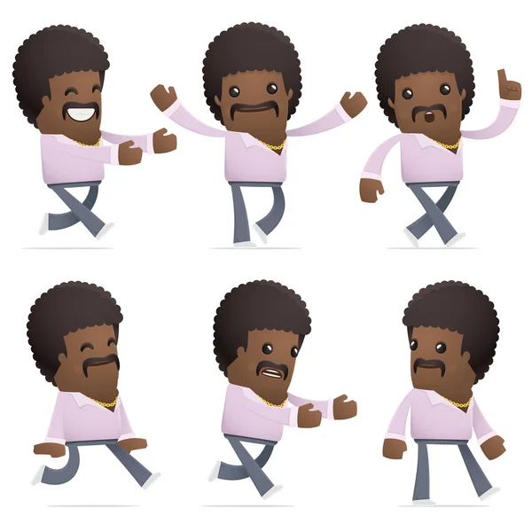 Conjunto de personaje disco hombre en diferentes poses — Vector de stock