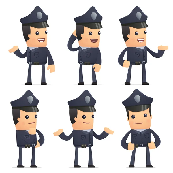 Set of policeman character in different poses — Stock Vector