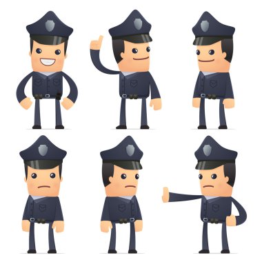 set of policeman character in different poses clipart