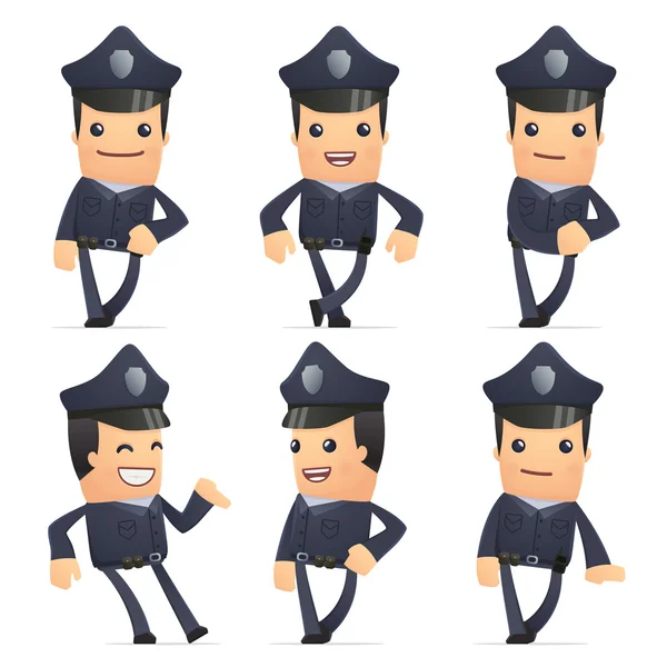 在不同的姿势定警察角色 — 图库矢量图片