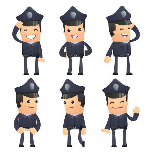 Set of policeman character in different poses — Stock Vector