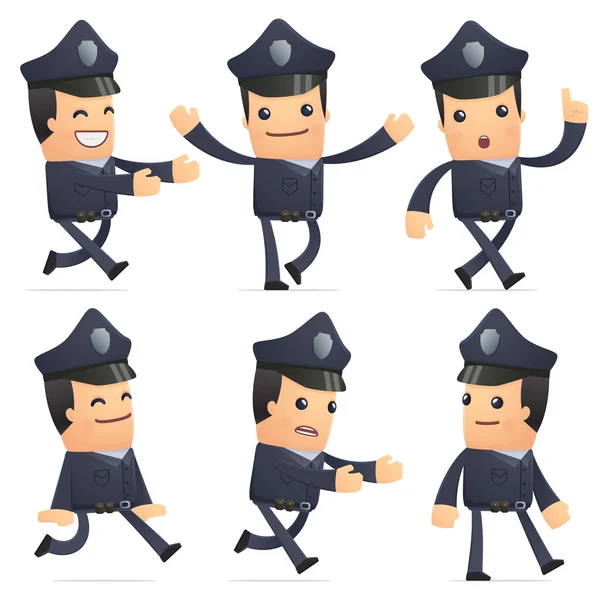 Set of policeman character in different poses — Stock Vector