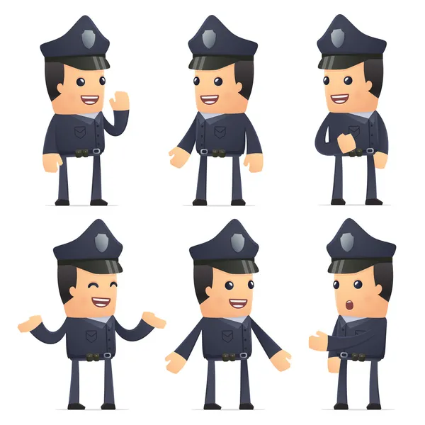 Conjunto de personaje policía en diferentes poses — Archivo Imágenes Vectoriales