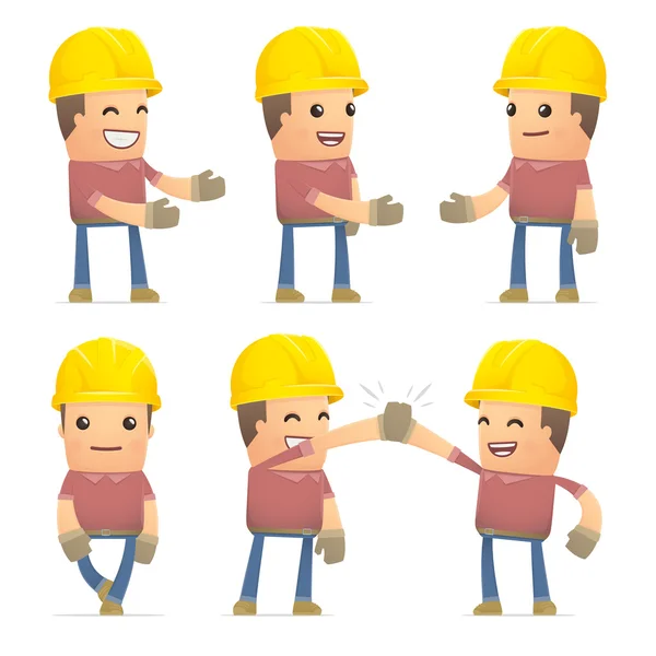 Conjunto de carácter constructor en diferentes poses — Archivo Imágenes Vectoriales