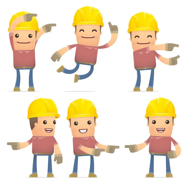 Set of builder character in different poses — Stock Vector