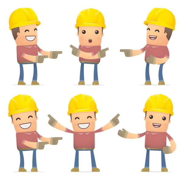 Set of builder character in different poses — Stock Vector