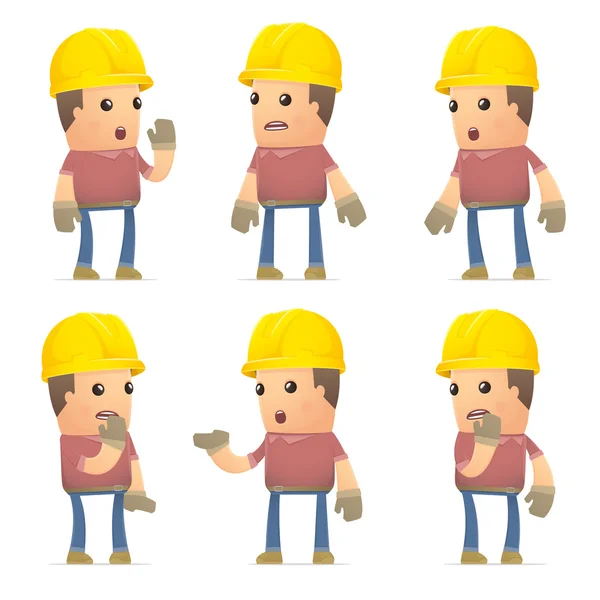 Conjunto de carácter constructor en diferentes poses — Archivo Imágenes Vectoriales