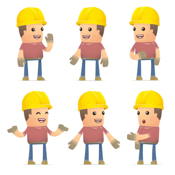 Conjunto de carácter constructor en diferentes poses — Vector de stock