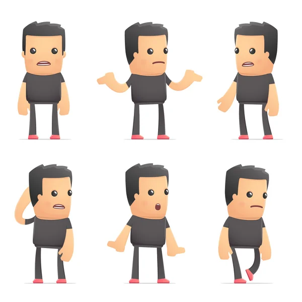 Conjunto de personagem do cara mau em poses diferentes — Vetor de Stock