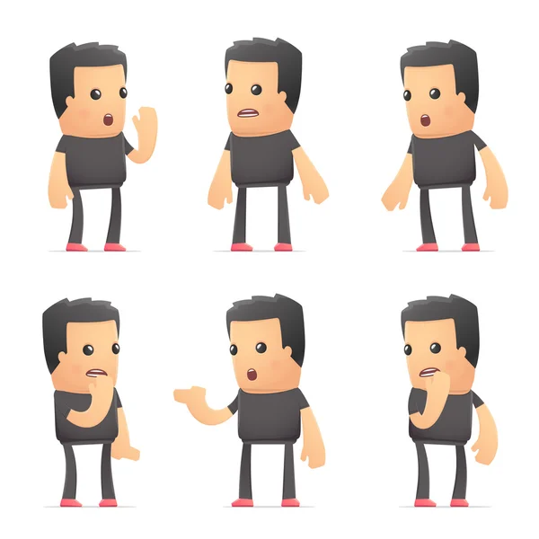 Conjunto de chico malo personaje en diferentes poses — Vector de stock