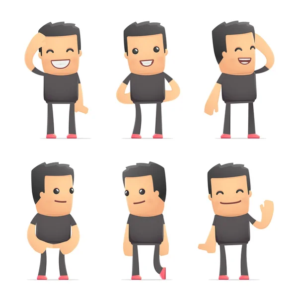 Set of bad guy character in different poses — Stock Vector