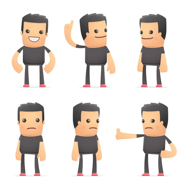 Conjunto de chico malo personaje en diferentes poses — Vector de stock