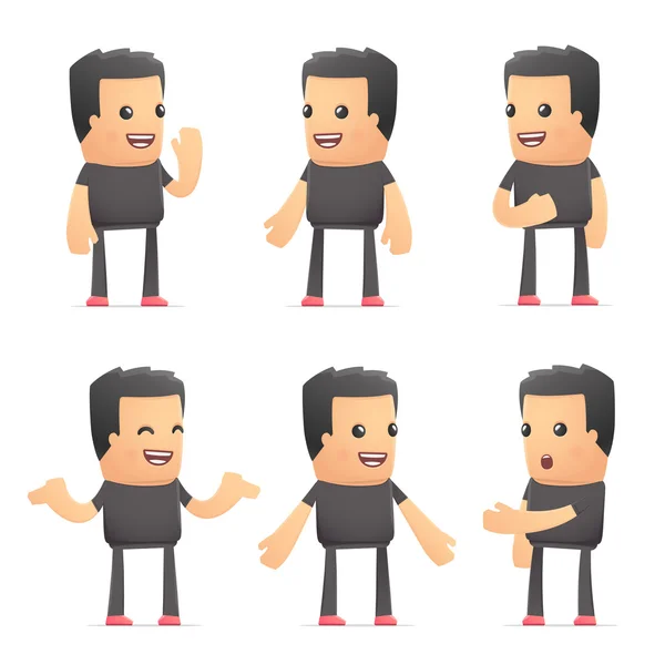 Conjunto de chico malo personaje en diferentes poses — Vector de stock