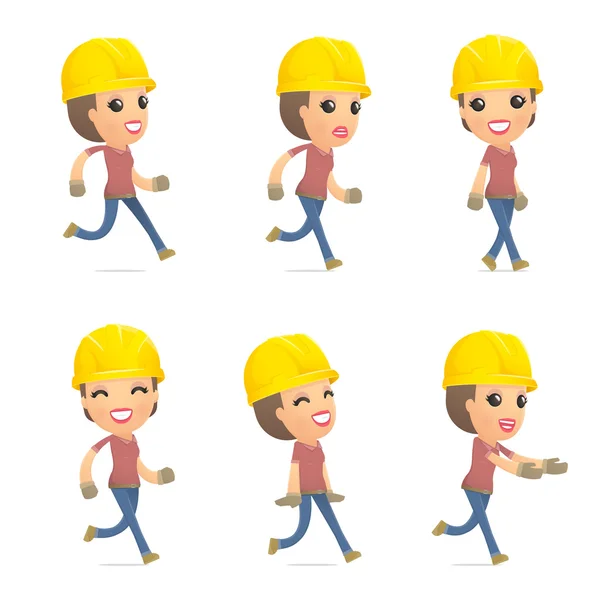 Set builder girl of character in different poses — Stock Vector