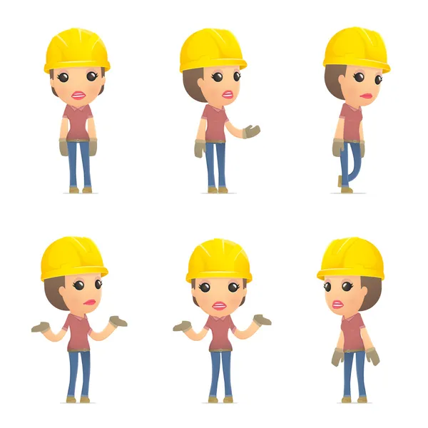 Set builder menina de caráter em diferentes poses — Vetor de Stock