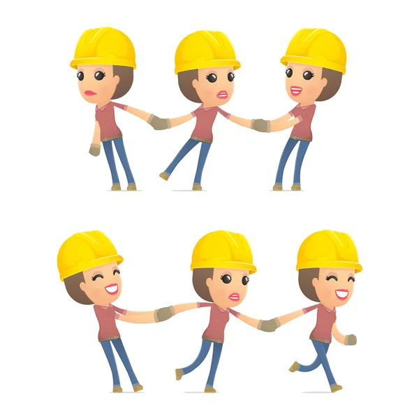Set builder girl of character in different poses — Stock Vector