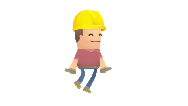 Construtor personagem feliz — Vídeo de Stock