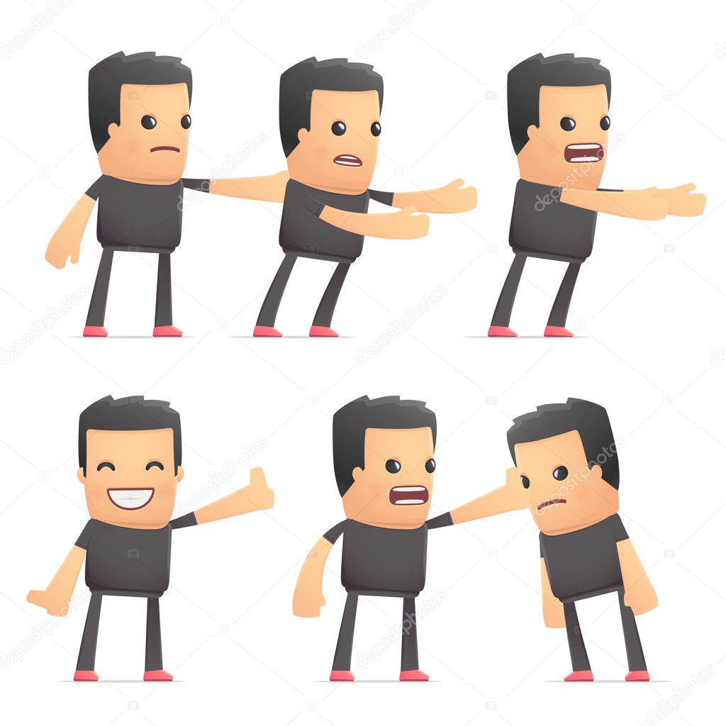 set of bad guy character in different poses