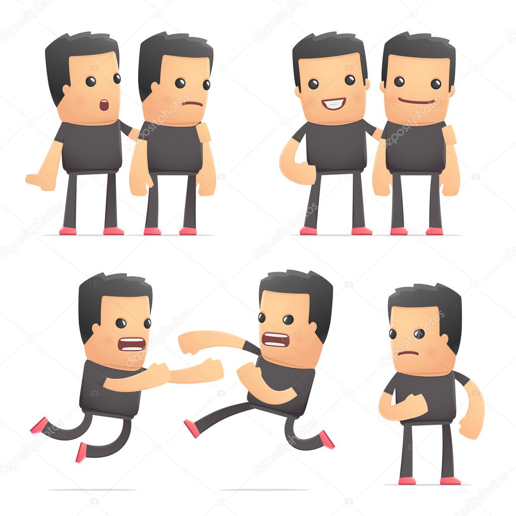 set of bad guy character in different poses