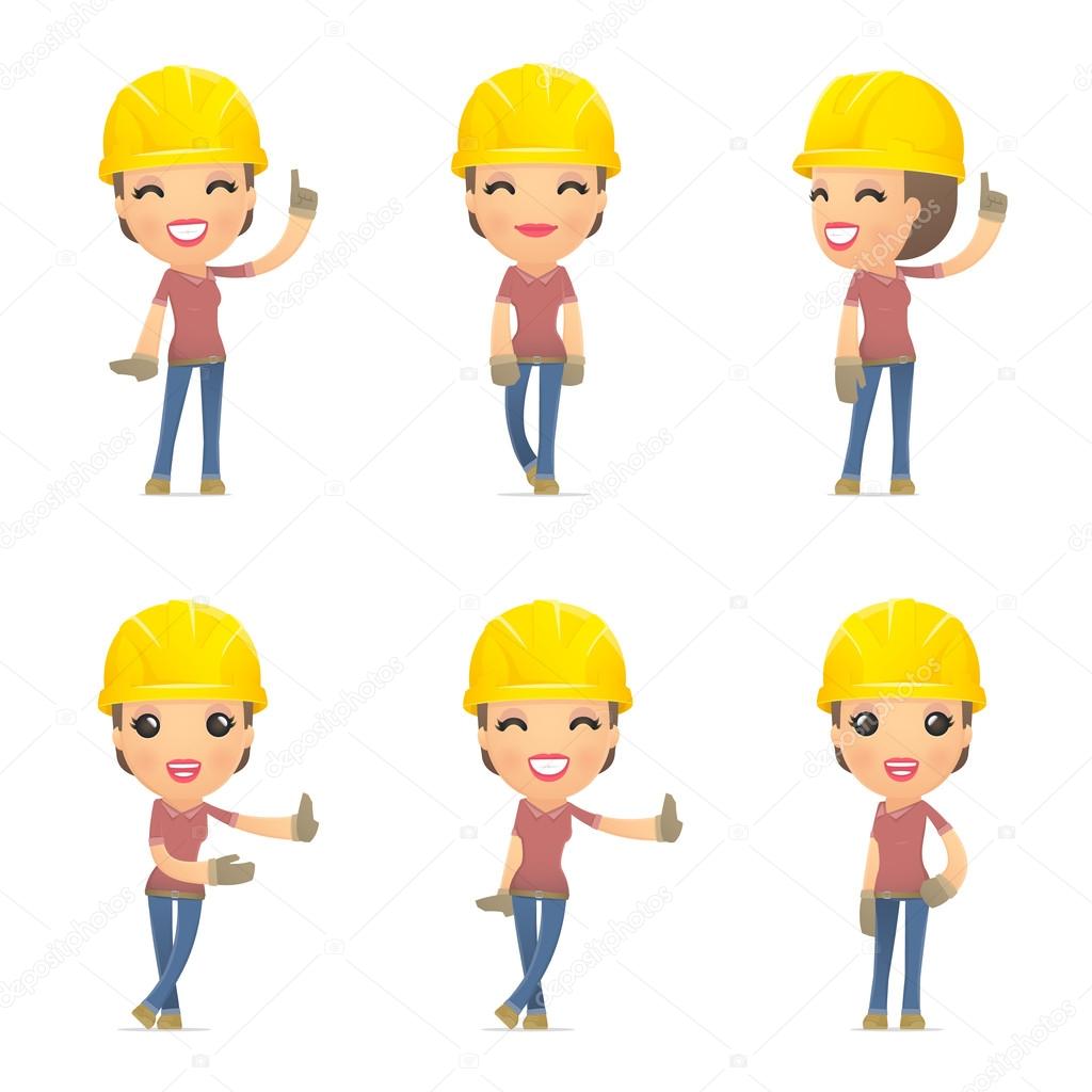 set builder girl of character in different poses