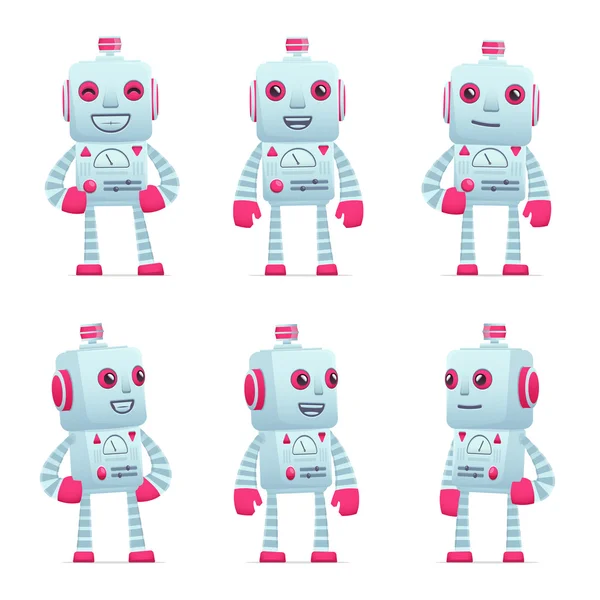 Conjunto de carácter robot en diferentes poses — Archivo Imágenes Vectoriales