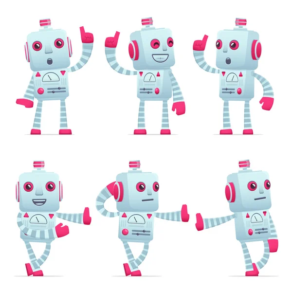 Conjunto de carácter robot en diferentes poses — Vector de stock