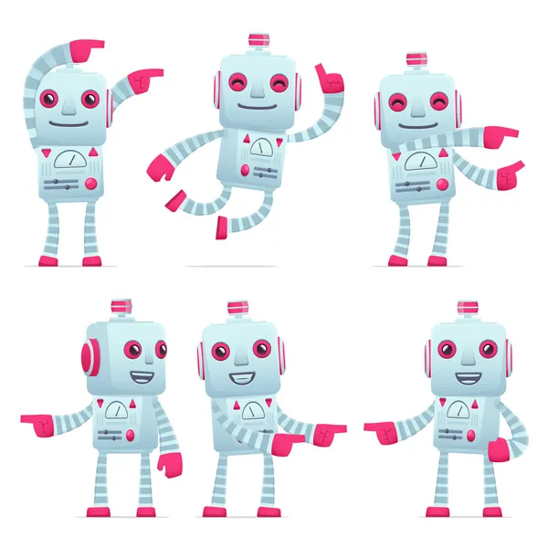 Jeu de caractère robot dans différentes poses — Image vectorielle