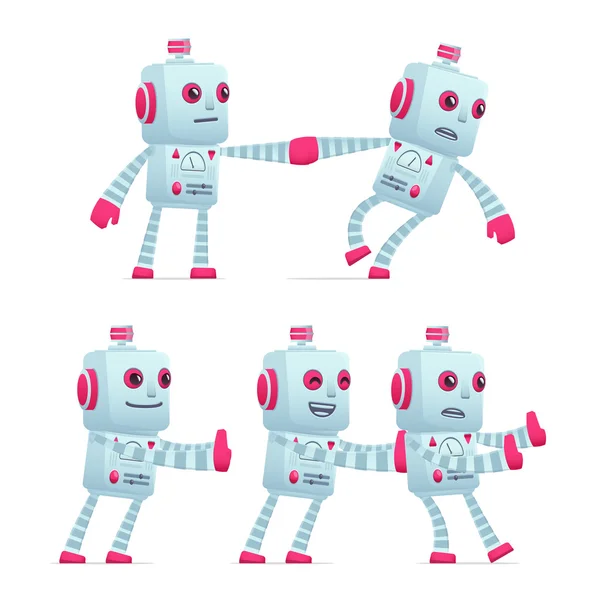 Sett med robotfigurer i forskjellige posisjoner – stockvektor