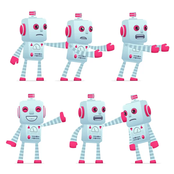 Jeu de caractère robot dans différentes poses — Image vectorielle