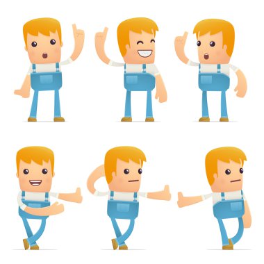 Farklı pozlarda mekanik karakter seti